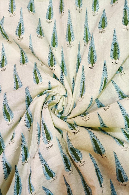 Pastel Block Printed Cotton Fabric (1 mtr) - Luxurion World