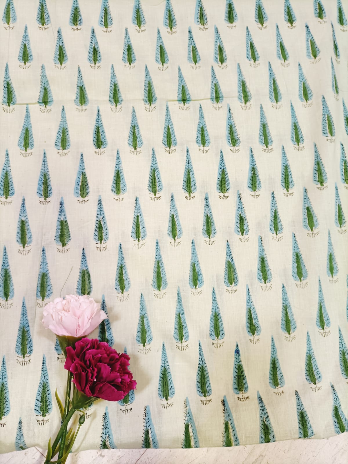 Pastel Block Printed Cotton Fabric (1 mtr) - Luxurion World