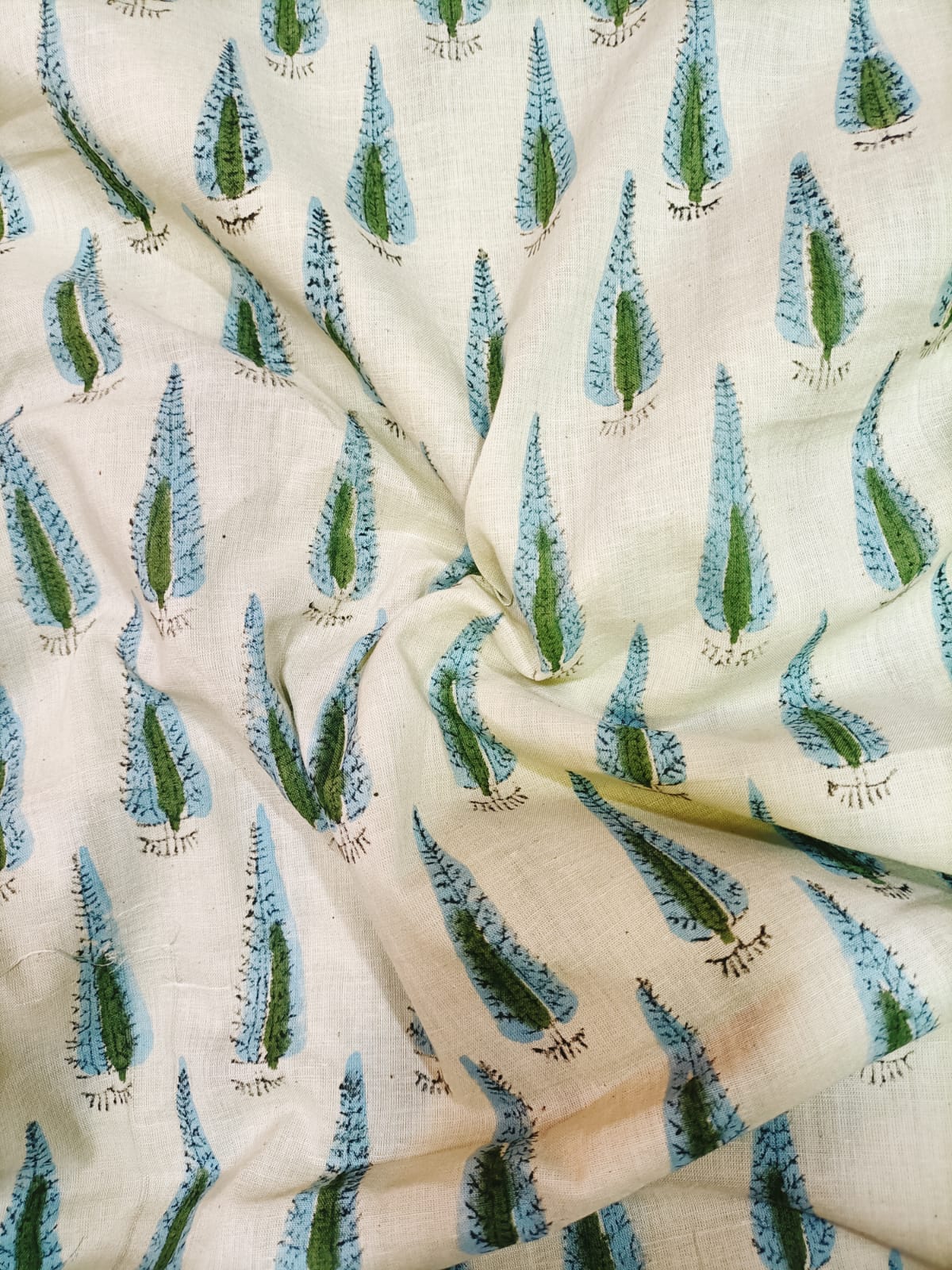 Pastel Block Printed Cotton Fabric (1 mtr) - Luxurion World