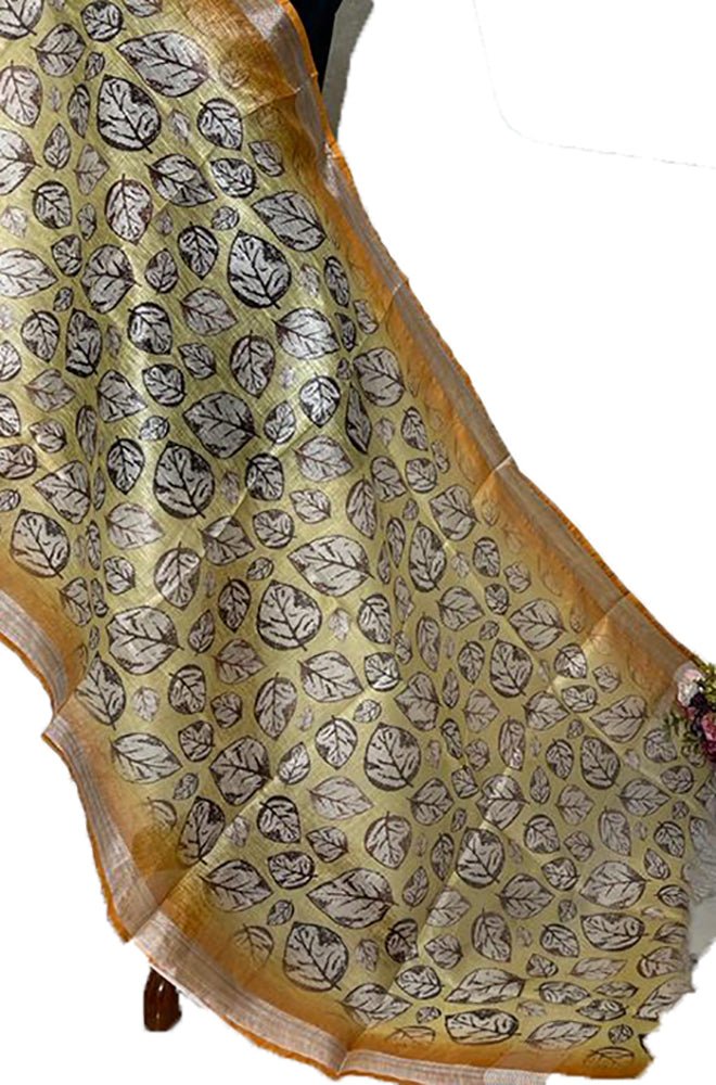 Yellow Digital Printed Linen Dupatta - Luxurion World