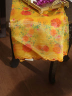 Yellow Digital Printed Tissue Organza Silk Dupatta With Scalloped Border - Luxurion World