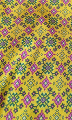 Yellow Digital Printed Tussar Silk Patola Design Fabric ( 1 Mtr ) - Luxurion World